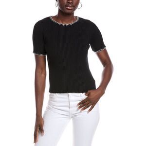 Naadam Womens  Ribbed Cashmere-Blend T-Shirt, Black
